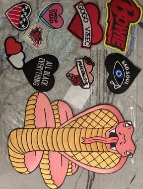 Assorted Pink and Yellow Cobra Embroidered Patch - Unbranded
